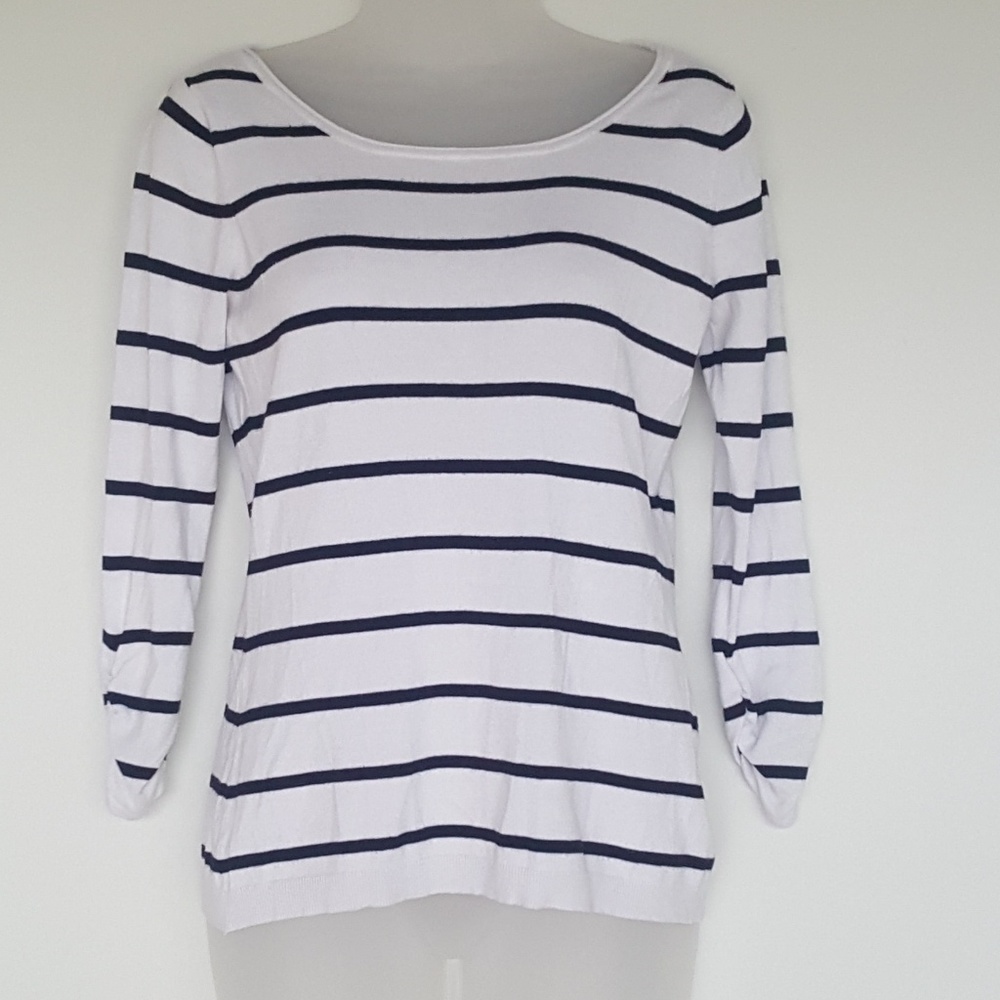 Express Women's Black & White Striped Sweater EUC